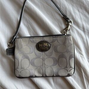 Coach Silver and Gray Signature Wristlet